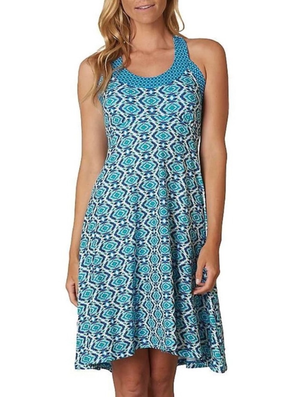 Prana Racerback Cali Athletic Dress Blue Guava Ikat Print
